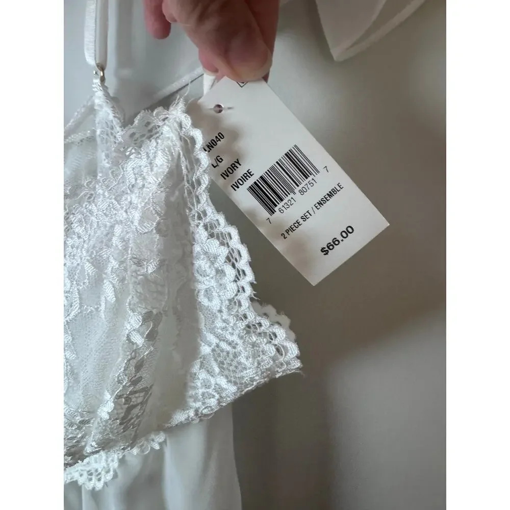 In Bloom by Jonquil Lillian Lace Cup Pamisole & Shorts Set white large NWT $66